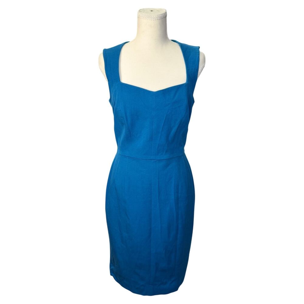 Banana Republic Sloan Teal Blue Sleeveless Sheath Dress Sz 8 Office Siren Work